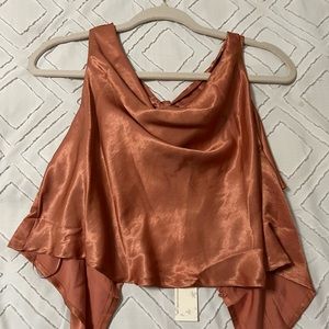Lane201 NWT Orange Cowl Neck Crop Top Halter